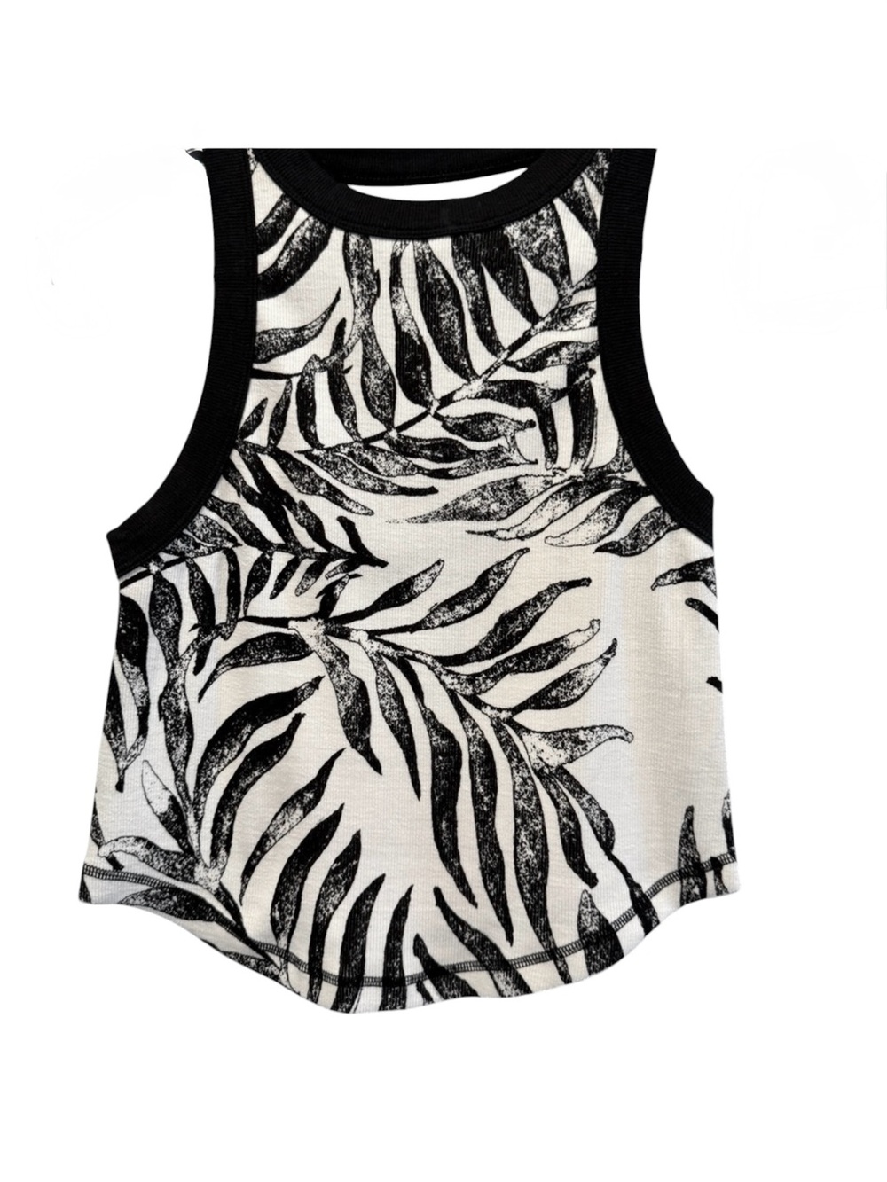 FP Movement Palm Leaf Crop Tank Black White Racerback Top Size Small NWOT